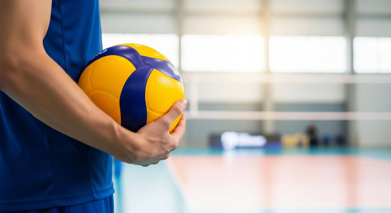 Spieler mit Ball am Feld